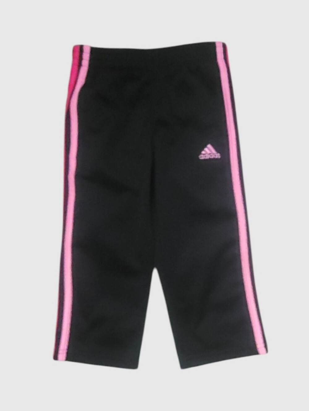 Adidas Girl's Black Tricot Track Pants with 3 Stripes Detailing Down The Leg